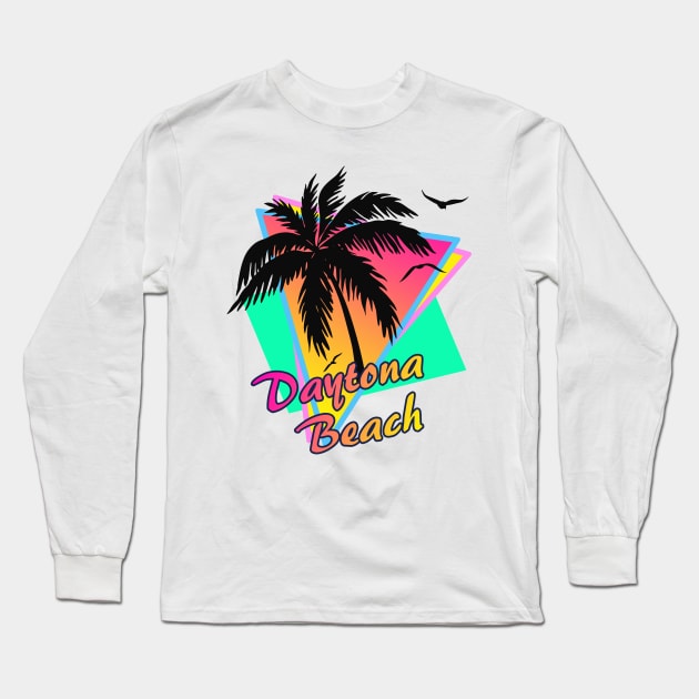 Daytona Beach Cool 80s Sunset Long Sleeve T-Shirt by Nerd_art